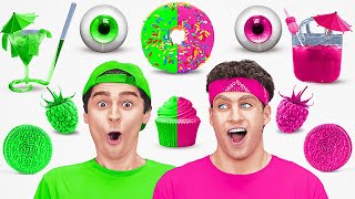 PINK VS GREEN FOOD BATTLE 💚24 Hours Eating Just One Color Food 🩷 by 123 GO! by 123 GO! CHALLENGE 7,646 views 1 month ago 1 hour