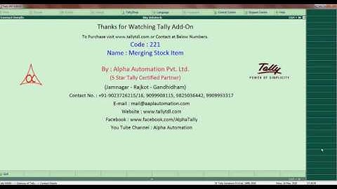 Tally Add On : Merging Stock Item in Tally.ERP9 software.