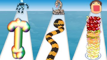 TALL MAN RUN vs SNAKE RUN RACE vs PANCAKE RUN - Triple Gameplay