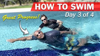 Day 3  Adult Beginner Swimming Lessons | How To Swim in 4 Days