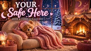Fall Asleep Fast 💤 You’re Safe Here 💗 | Pink Teddy Bear Room🧸 Cozy Fireplace & Snow Ambience screenshot 4
