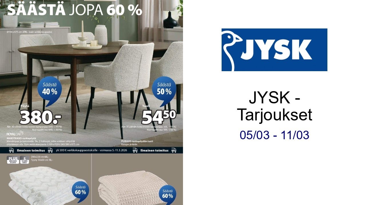 JYSK - Tarjoukset 05/03 - 11/03