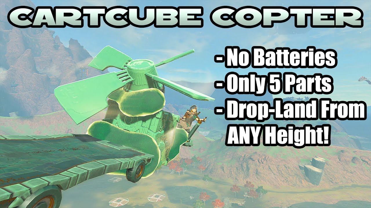 CARTCUBE COPTER: A Sturdy Powerless Flux Cube Flyer Which Can Drop Land Well from ANY Height in TotK
