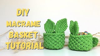 Macrame Easter Basket with Bunny Ears, Macrame Basket Tutorial, Easter decor, makramowy koszyk, #diy