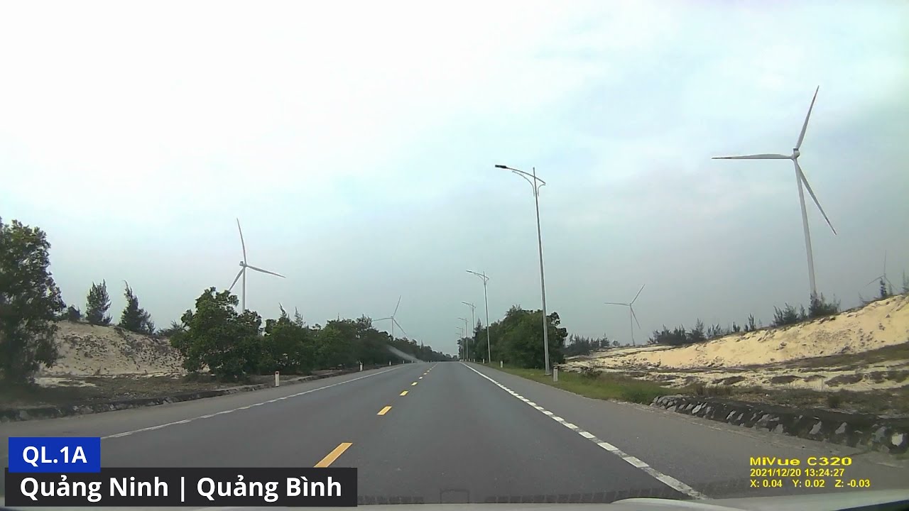 quang ninh quang binh  New Update  Turbin điện gió trên Quốc lộ 1A, huyện Quảng Ninh, tỉnh Quảng Bình | 20/12/2021