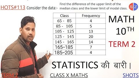 find the difference of the upper limit of the median class and the lower limit of modal class