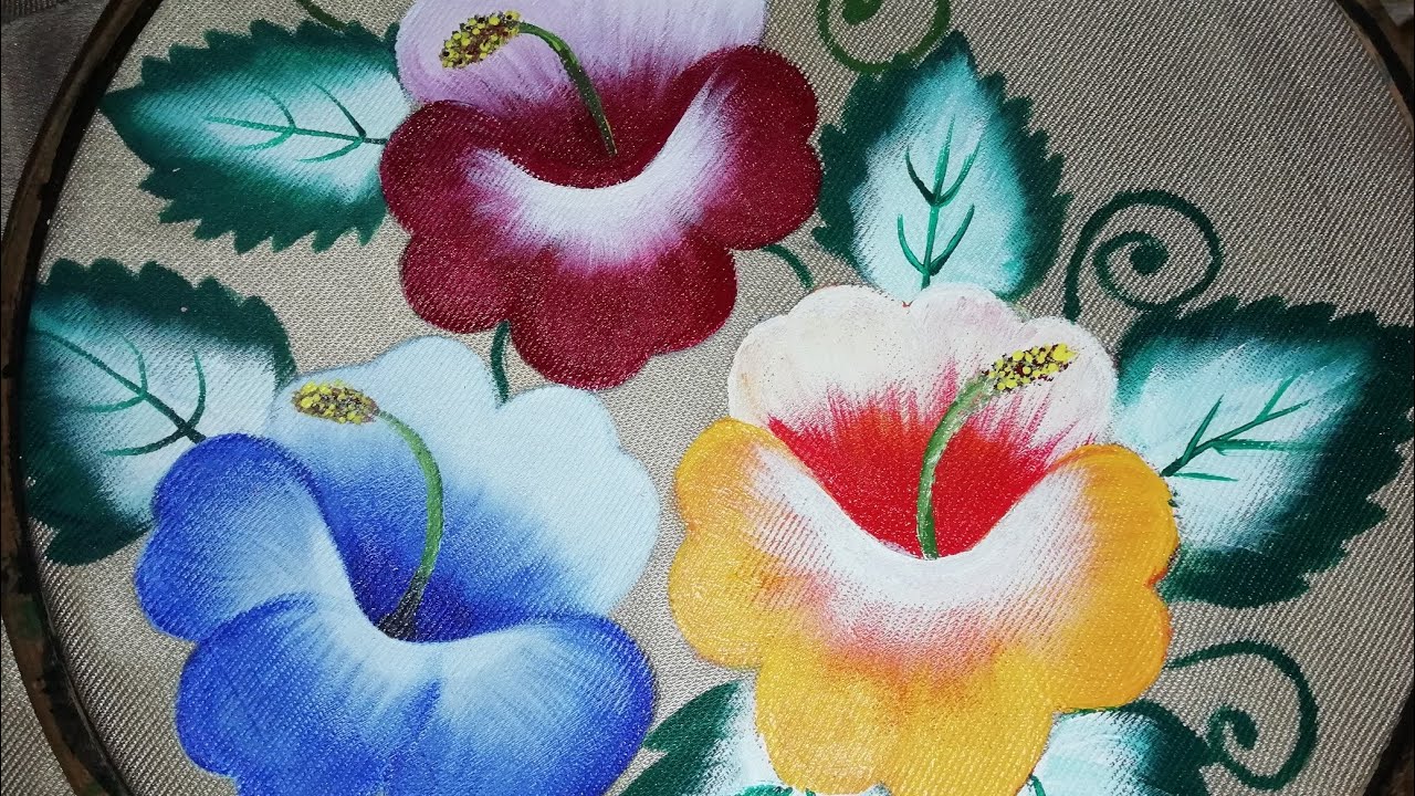 Hibiscus flower Tutorial / Fabric Painting Design / painting design on