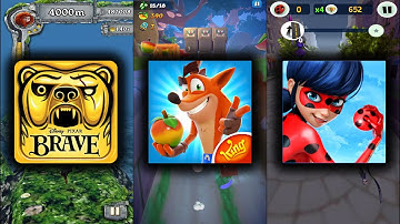 Temple Run Brave Vs Crash On The Run Vs Miraculous Ladybug & Cat Noir - EndlessRun Gameplay