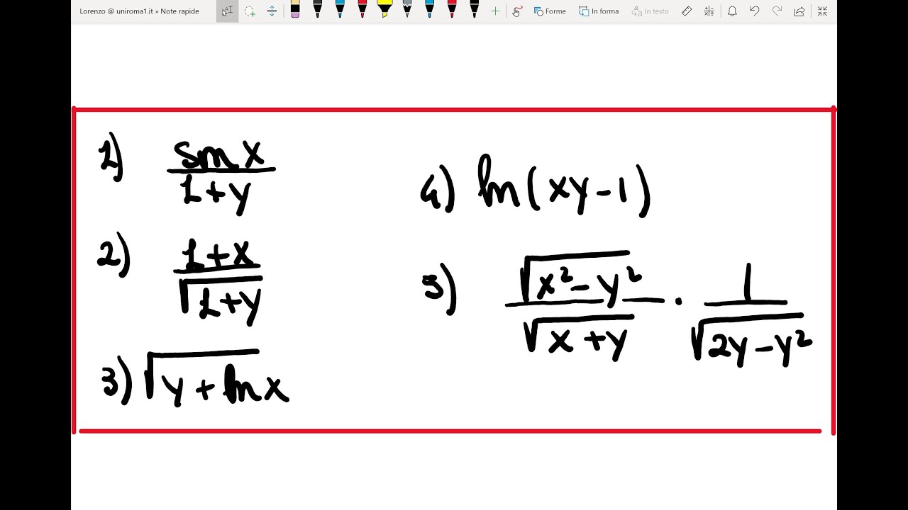 Analisi II - Funzioni di due variabili, trovare e disegnare il dominio - Esercizi svolti parte 2