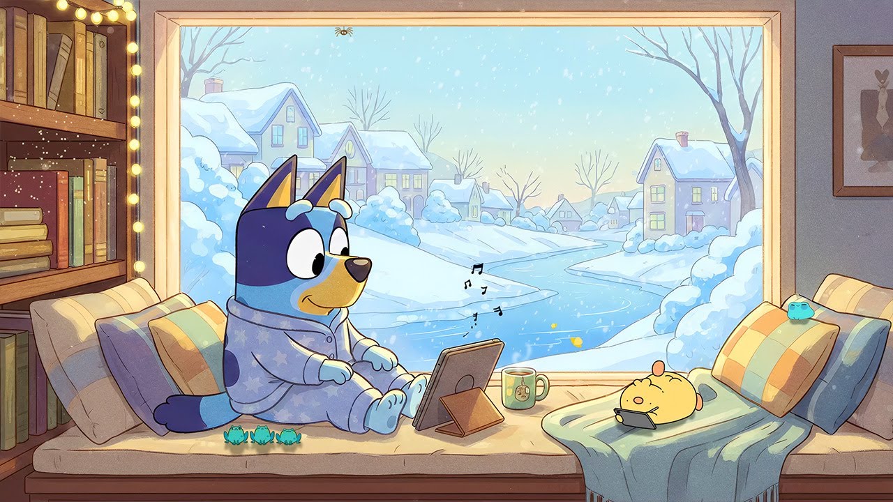 Bluey's Snowy Window Study 📚 Cozy Lofi Beats for Focus & Relaxation ☕️ ...