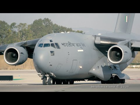 [4K] Indian Air Force C-17 at Barcelona-El Prat