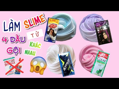 Thử làm slime với 4 loại dầu gội khác nhau-Làm slime không cần hồ,keo sữa,ddrm đơn giản/ Kikosweet