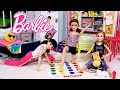 Barbie Girls SleepOver Routine - Board Games & DIY Doll Spa Fun