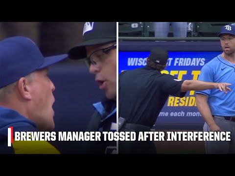 Brewers manager TOSSED after tying run wiped away by batter's interference 👀 | ESPN MLB