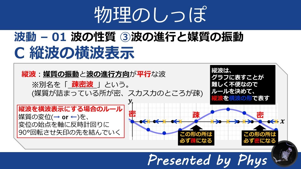 [高校物理] 波動01③C 縦波の横波表示 - YouTube