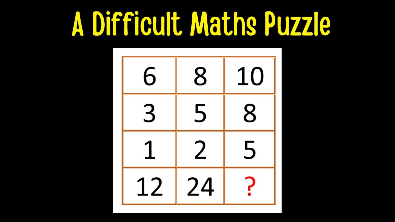 A Difficult Maths Puzzle. - YouTube