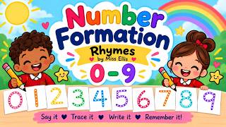 NUMBER FORMATION RHYMES 0–9 ✏️ | Learn to Write Numbers with Miss Ellis 🔢