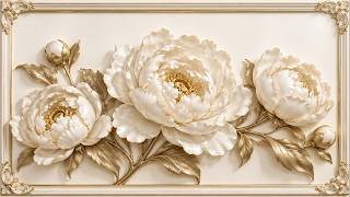 Chantilly Lace Peony Soft Light Floral Frame | 1 Hour 4K OLED TV Art | No Sound screenshot 3