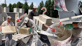 Mastering the Art: Crafting Foam Concrete Blocks by Hand with Asian Mastery
