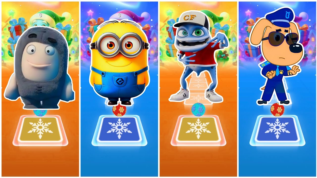 Oddbods Fuse Vs Minions Vs Crazy Frog Vs Sheriff Labrador - Tiles Hop Edm Rush🎶