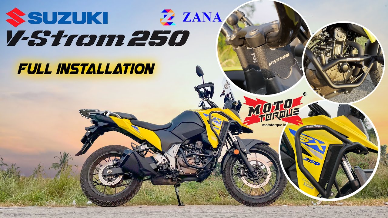 Suzuki V-Strom 250 Crash Guard,  Handel Riser Installation full Video // The DuoCruisers