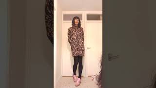 Outfit Of The Day - Purple Animal Print Dress, Black Tight, Adidas Gazelle Bold Pink Outfit Of The Day - Purple Animal Print Dress, Black Tight, Adidas Gazelle Bold Pink