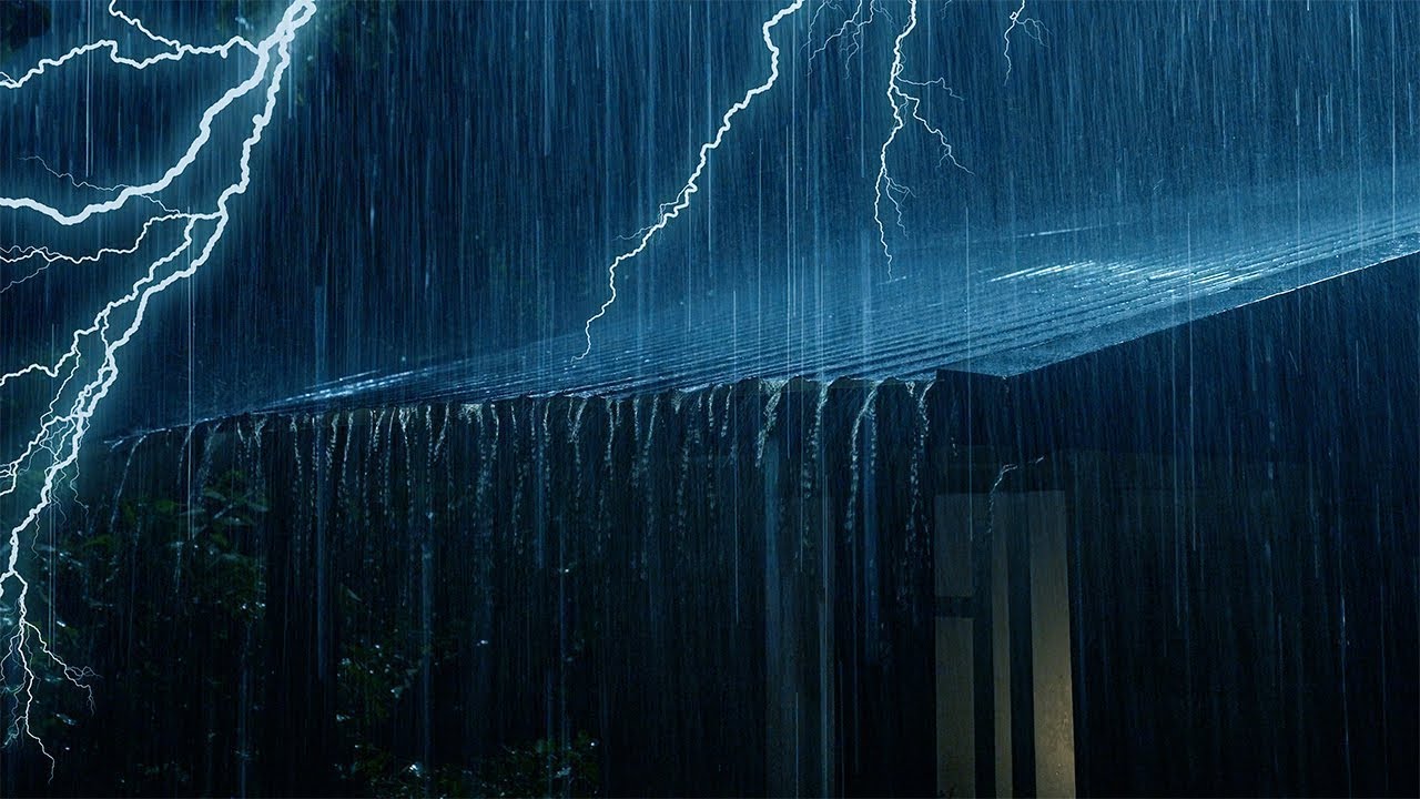 🔴 Rain on a Tin Roof for Sleeping 24/7, Deep Sleep with Heavy Rain & Thunder on Metal Roof at Night