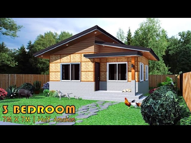 49 SQM | 3 BEDROOM | HALF AMAKAN / HALF CONCRETE HOUSE DESIGN IDEA | SIMPLE HOUSE DESIGN class=