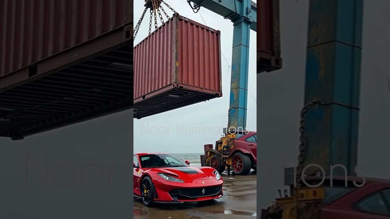 A gleaming red Ferrari SF90 is parked 🚘