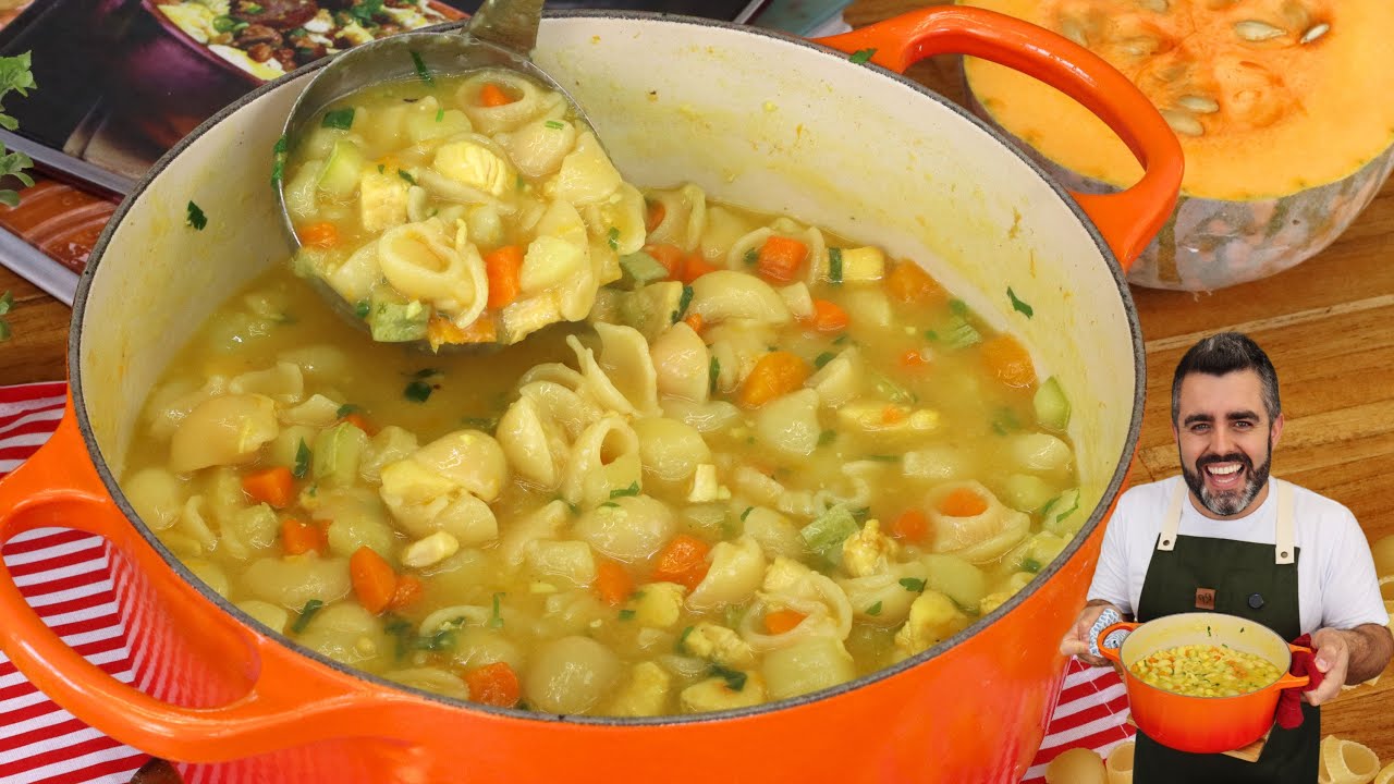 Como Fazer SOPA DE FRANGO COM LEGUMES E MACARRÃO - Deliciosa e Fácil - Receitas de Pai