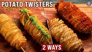 Potato Twisters at Home - 2 ways Baked & Fried | Potato Starters/ Snacks | Potato Spiral Stick