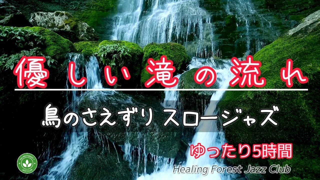 【ゆったり5時間】癒しの森でリラックス ＃566α / 優しい滝の流れ / 鳥のさえずり / スロージャズ / 癒しBGM