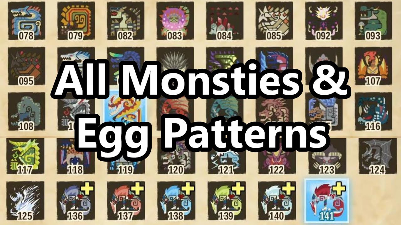 All Monsties Egg Patterns Palamutes Included Monster Hunter Stories 2 Monstipedia 100