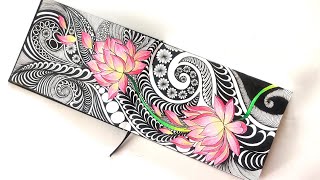 Lotus zentangle art || Zentangle || Doodle art || Zendoodle || lotus art with color pencile