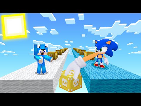 ديفور و سونيك في سباق بلوكات الحظ في ماين كرافت