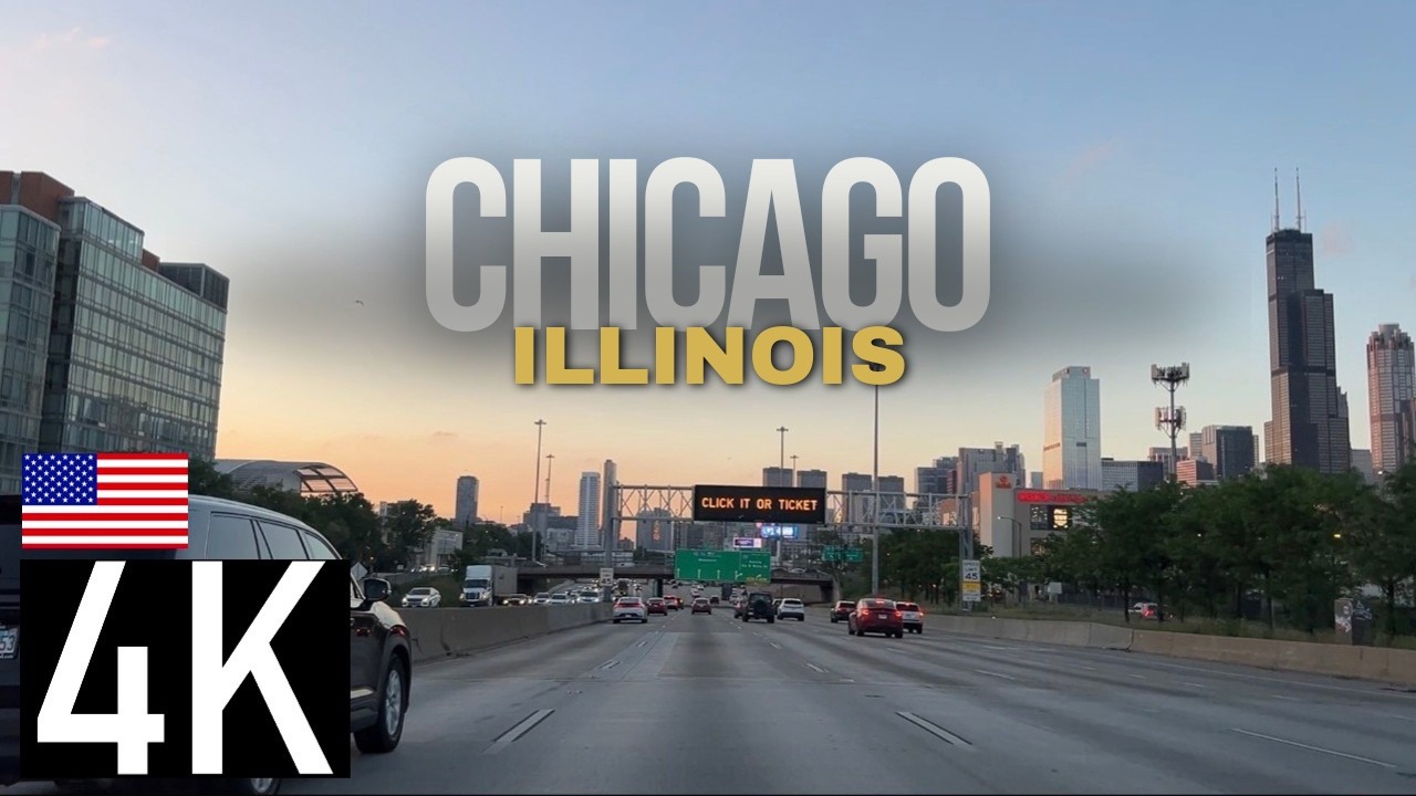 Road Tour – Evening Driving POV in the Chicago, Illinois Area - Downtown Chicago