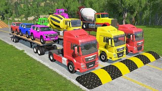 TRANSPORTING PIXAR CARS & FRUITS WITH COLORED & JOHN DEERE vs CLAAS vs TRACTORS - BeamNG.drive #983 screenshot 5