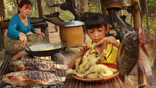 Cooking chicken soup recipe –Chicken soup for dinner eating delicious- Grilled fish for baby dog