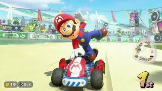 Mario Kart World - Grand Prix Shell Cup 50cc: Koopa Troopa Beach Track: Mario Standard Kart Gameplay