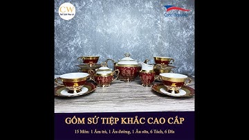 Bộ Bình Uống Trà Cao Cấp Sang Trọng MT CS LC011 Vẽ Họa Tiết Mạ Vàng (Gốm Sứ Tiệp Khắc) Hand Made