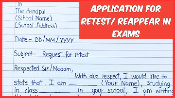 Application for retest in school || Retest or reappear application for school #reappearapplication