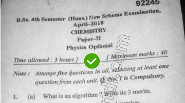 2018 Mdu BSc Che Hons 4th Sem Physics Optional Question Paper