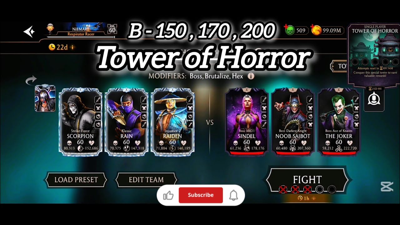 Tower of Horror Boss 150,170 & 200 + reward | Mk Mobile Mortal Kombat Mobile Gameplay 2025.