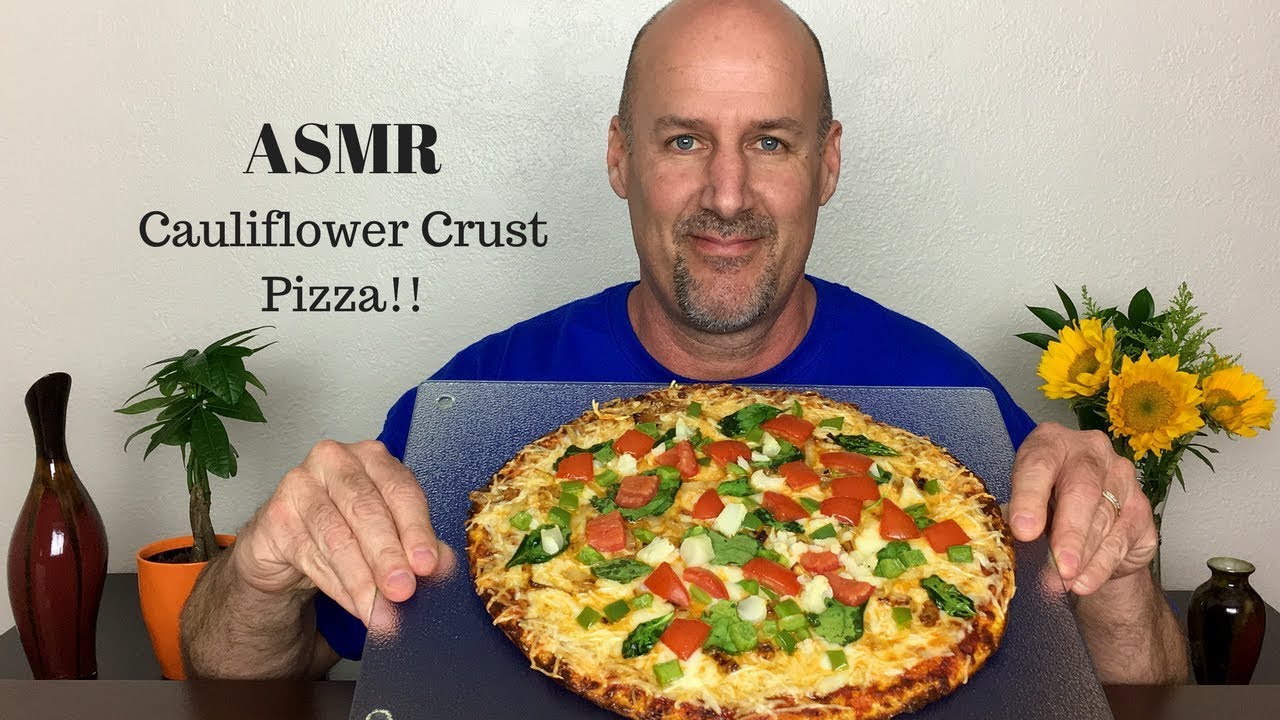 ASMR Eating Cauliflower Crust Pizza~Whisper