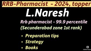 RRB Pharmacist - 2024 Topper talk
