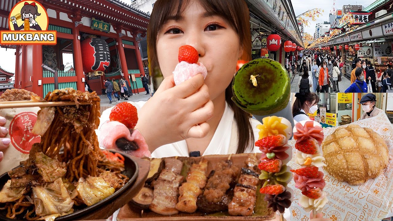 ⁣Ep.3 🇯🇵 도쿄 최고 인기 관광지 아사쿠사에서 길거리 음식, 먹을 수 있을 만큼 먹어보기😯 | 이자카야, 멘치카츠, 당고, 녹차 크레페 먹방 MUKBANG