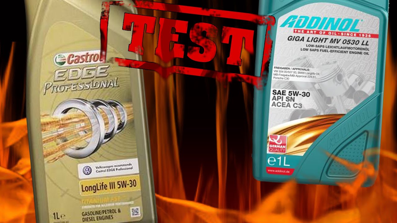 Castrol Edge Professional Longlife III 5W30 kontra Addinol Giga Light LL 5W30 Test 400°C