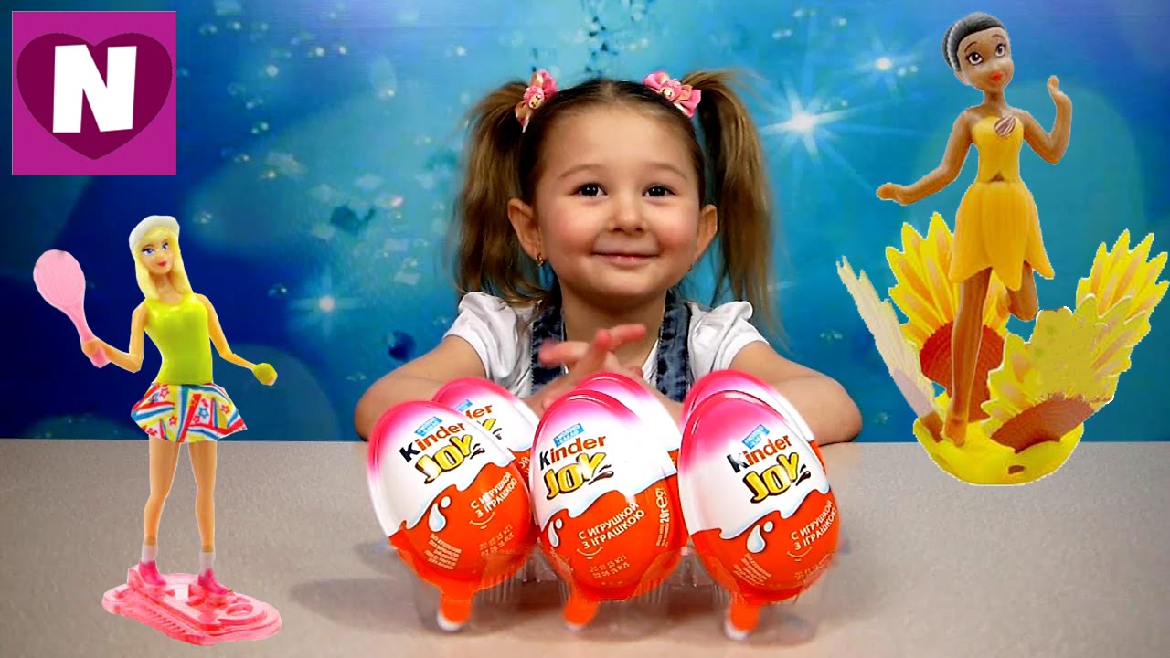 Kinder Joy распаковка Игрушки из серий Феи Диснея и Барби Disney