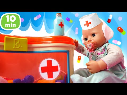 Видео куклы БЕБИ БОН — Лечим уши и купаемся в ванне! Мультики для детей с Baby Born