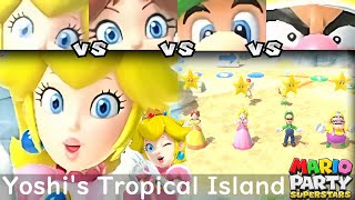 Mario Party Superstars Peach vs Daisy vs Luigi vs Wario in Yoshi's Tropical Island